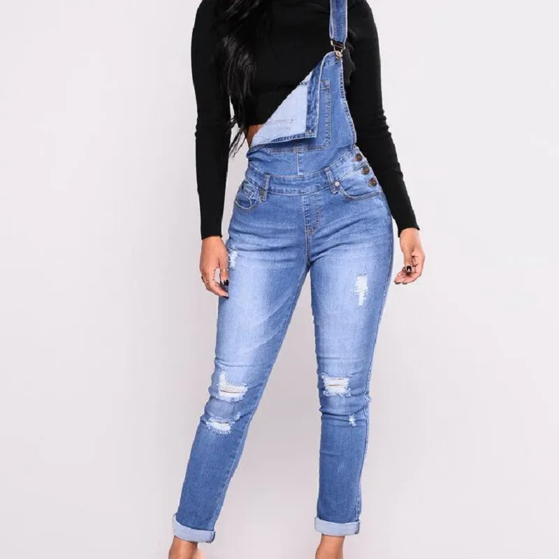 Jeans mulher jeans macacões femininos rasgados jeans para mulheres jumpsuits de cintura alta estiramento calça feminina jumper calças 3xl s