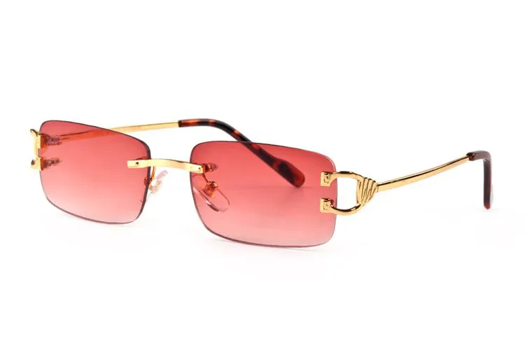 Großhandels-Rote Sonnenbrille für Männer 2017 Unisex-Büffelhornbrille Männer Frauen randlose Sonnenbrille Silber Gold Metallrahmen Brillen Lünetten