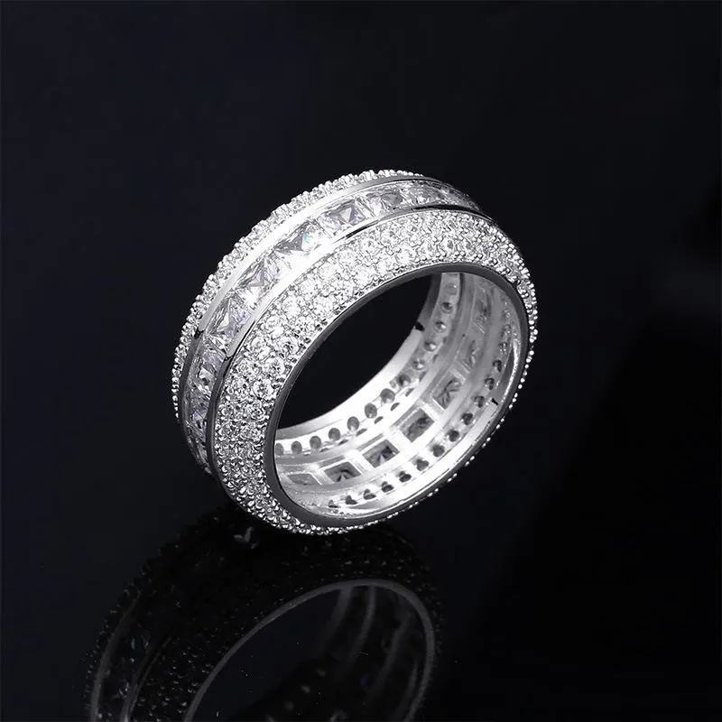 Hommes bagues de mariage de fiançailles hommes glacé bague or argent amour bague diamant bague de luxe Designer bijoux anneaux homme mode acces3062