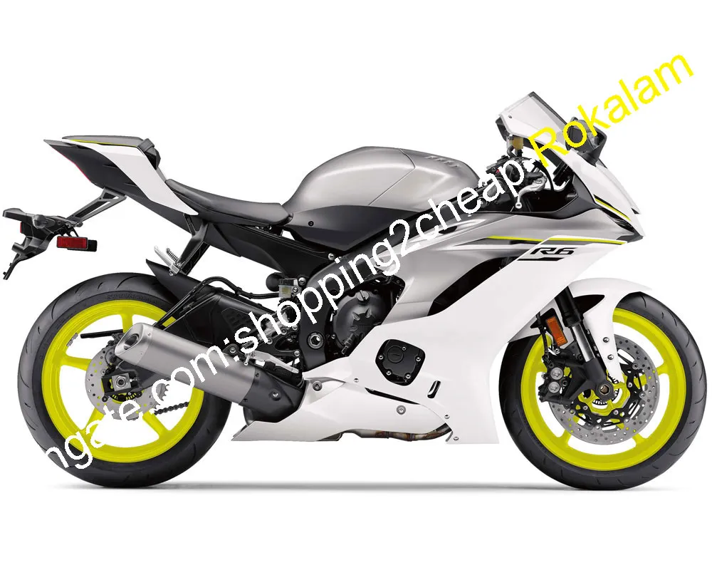 Motorcykelmontering för Yamaha 2017 2018 2020 YZF600 R6 YZF-R6 17 18 19 20 YZF 600 Grå vit ABS Fairing Aftermarket Kit (formsprutning)