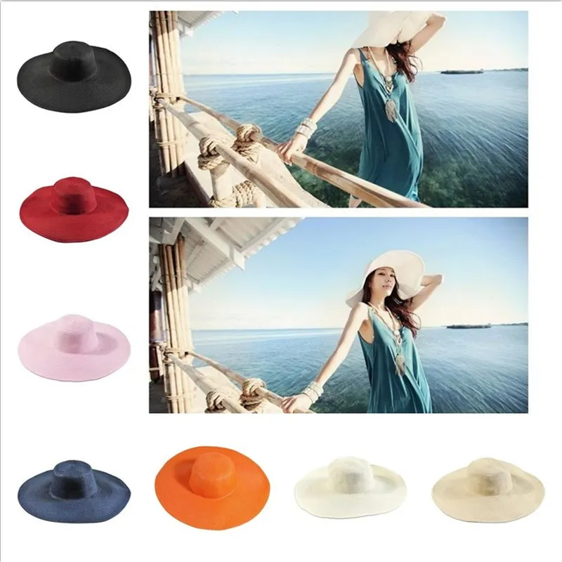 Summer Women beatch straw hats Sun Hat Ladies Wide Brim Straw Hats Outdoor Foldable Beach Panama Hats Church Hat 16colors to choose WCW107