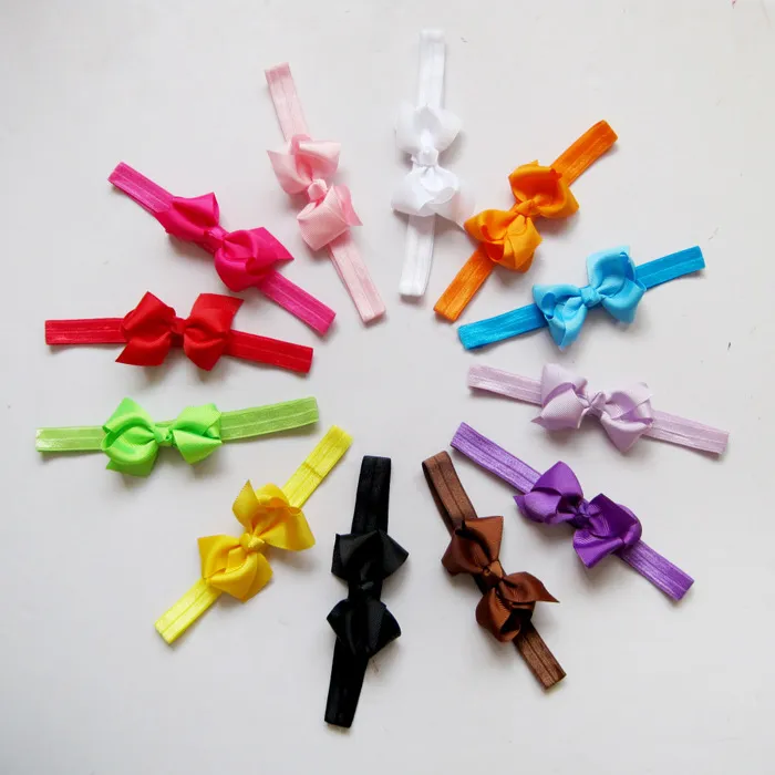 Baby Bowknot Hair Ribbon Bows Elastic Band Hair Band Skinny Stretchy toddler infants Girl Headband Hair Accessories