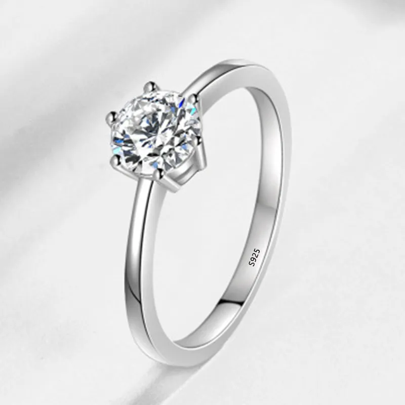 Casamento romântico jóias anéis mulheres 6 milímetros cúbicos zircônia anéis para mulheres reais 925 Silver Ring menina Crystal Jewelry XR023 Atacado