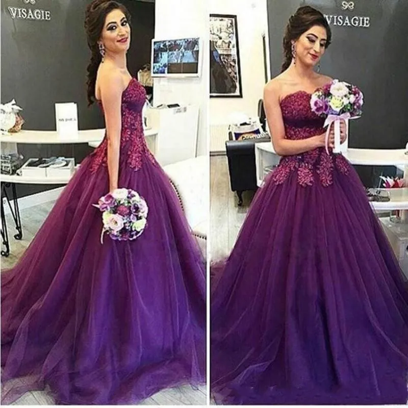 Robe de soirée violette en dentelle perlée, magnifique robe de bal, taille Empire, sans bretelles, tapis rouge, robes de soirée, 2020