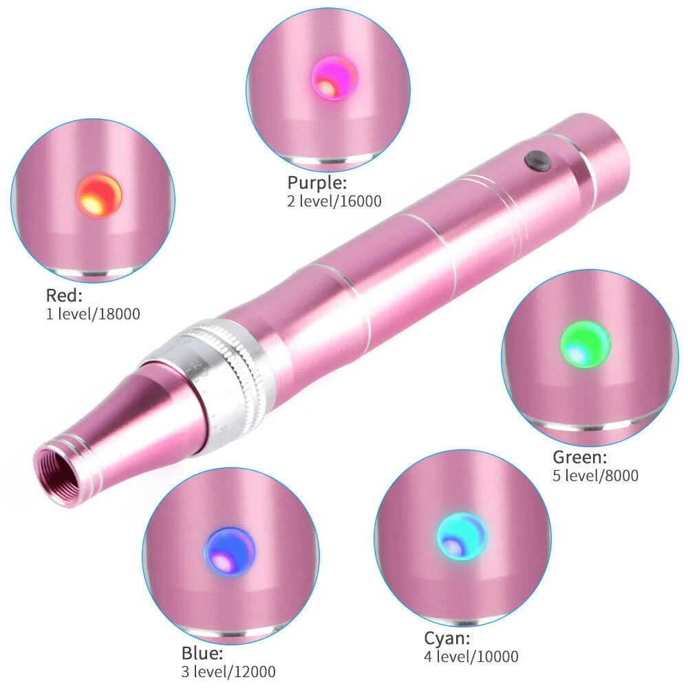 Rechargeable Auto Electric Dr pen Wireless Derma Stamp Microneedle DermaRoller Fits Screw Needles Cartridge Tips Skin Care Wrinkle Removal