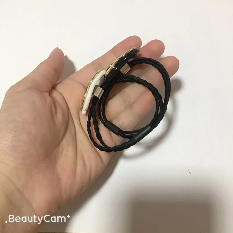 3.5x2.5cm boa qualidade moda preto e branco borracha bandas c anel de cabelo Destacável camada dupla cabeça corda para senhoras coleção jóias headdress vip presente