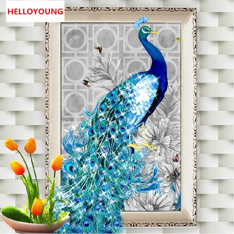 Pintura diamantes YGS-105 DIY 5D bordado mosaico del diamante del pavo real Nueva Alma Amor diamante redondo de punto de cruz kits de decoración del hogar