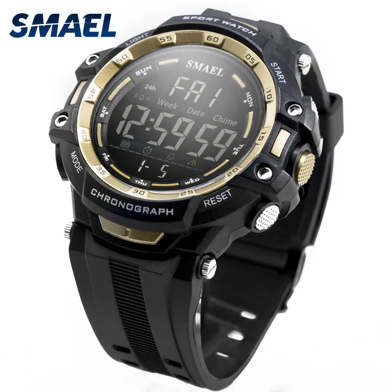 M￤n tittar p￥ digital LED -ljus Smael Watch S Shock Montre Mens Military Watches Top Brand Luxury 1350 Digitala armbandsur Sport