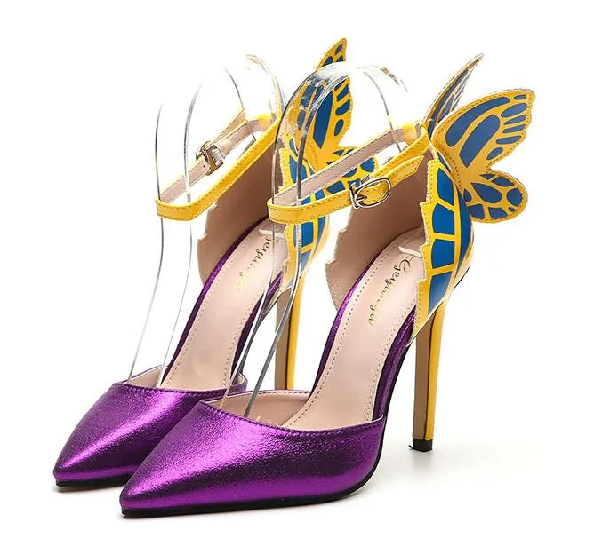 Fantasy Butterfly Stiletto Heels Super Star Ankle Strap Pointed Toe Pumps  For Women Novelty Summer Butterfly Sandals 11.5CM EU35 To 40 Hot Sale! From  Feizhu, $31.17 | DHgate.Com