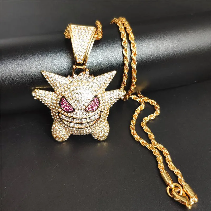 DHgate.com:Iced Out Tennis Chain with Gengar Pendant Hip Hop