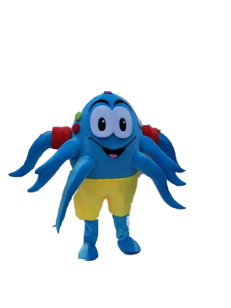 Echte Bilder Blaues Oktopus-Maskottchenkostüm Maskottchen-Cartoon-Figur-Kostüm Erwachsene Größe kostenloser Versand