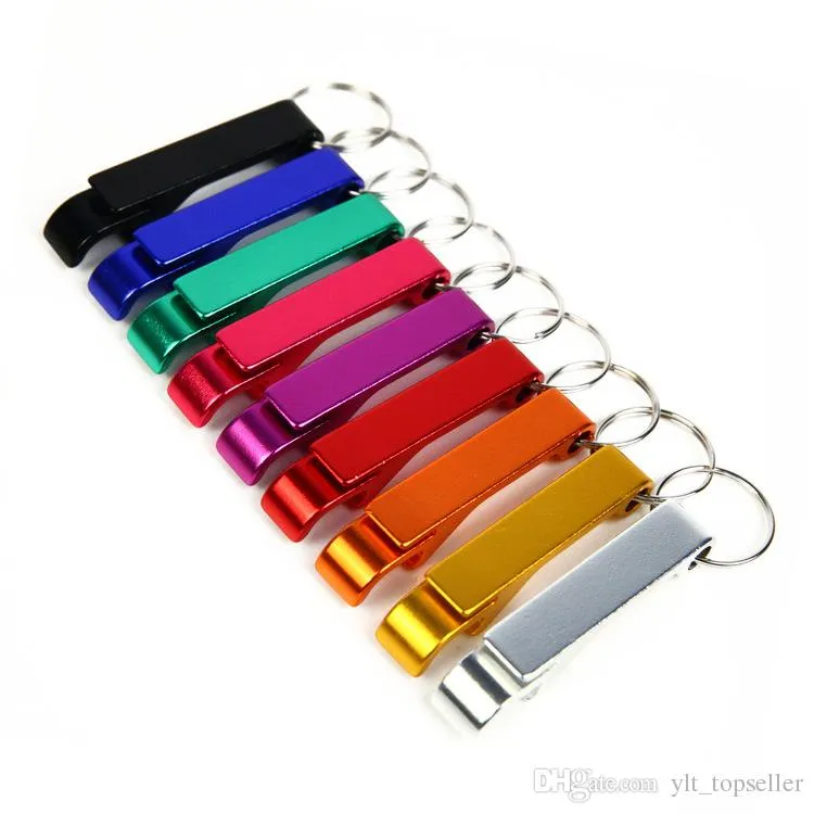 Factory Price! 2-in-1 Portable Stainless Steel Bottle opener Key Chain Ring Aluminum alloy beer wine openers bar club waiter tools 1000pcs
