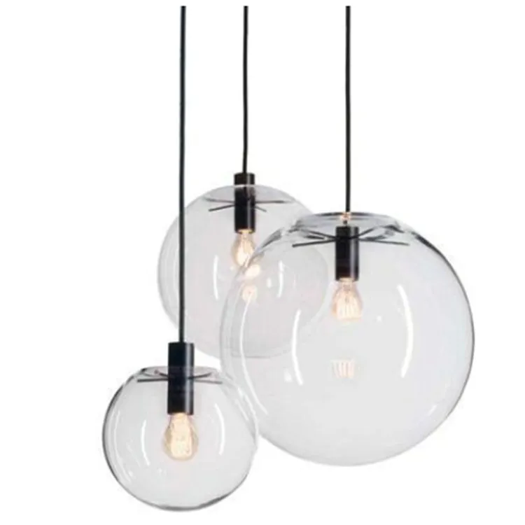 Rope Pendant Lamps Globe Chrome Glass Ball Hanglamp Lustre Suspension Kitchen Fixture Home Hanging Lights E27