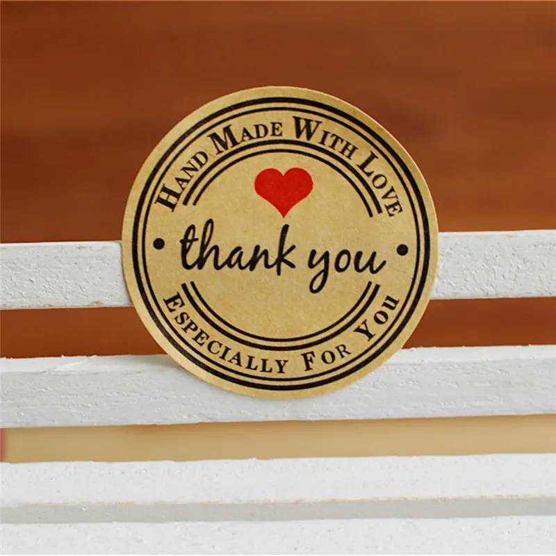 10 Sheets Thank You Red Love Selfadhesive Stickers Kraft Label Gifts Custom Round Labels Paper Bag Wedding Supplies7279323