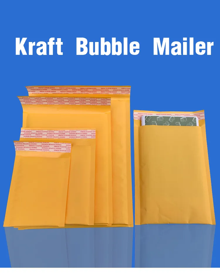 50 pz/lotto Kraft Bubble Mailer Poli Buste di Spedizione con Bolla Borse di Spedizione Mailer Borse Postali Buste Imbottite Imballaggio