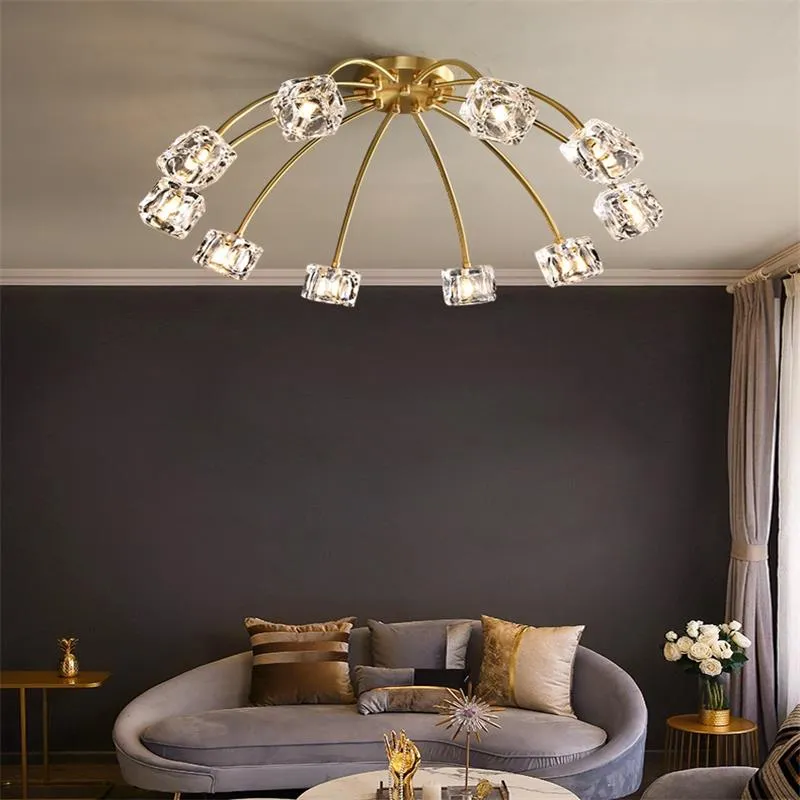 Luci a soffitto di cristallo Luxury Lampada a soffitto in rame pieno lampada lampadario cristallo illuminazione per personalità creativa luci a sospensione