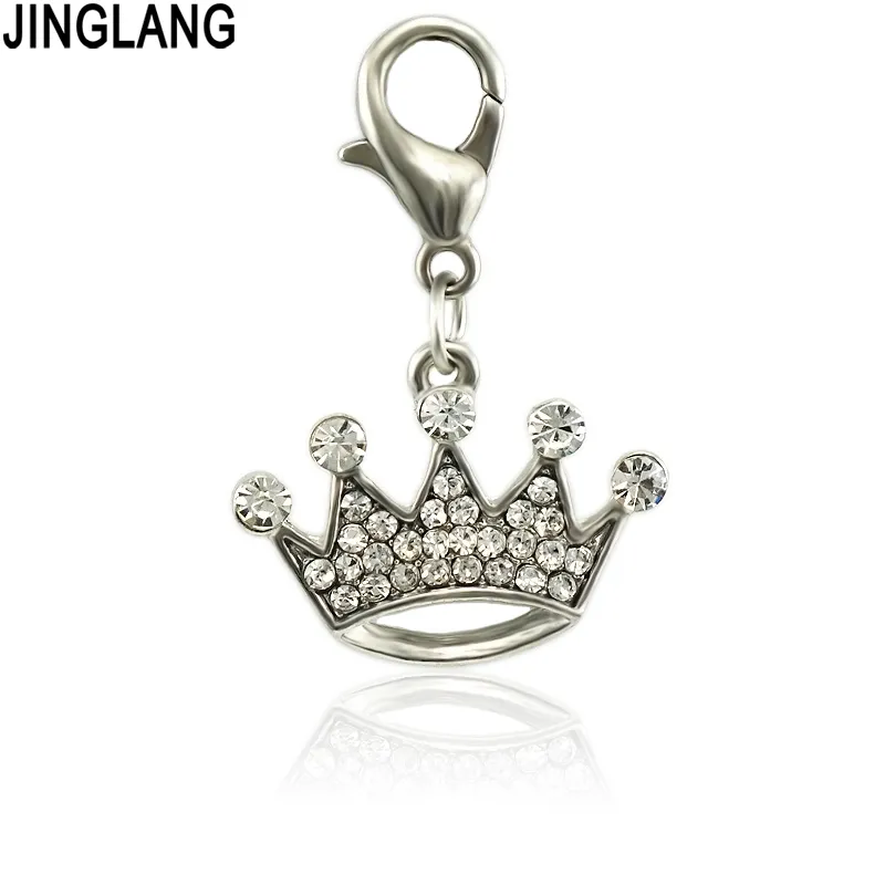 Jinglang Rhinestone Crown Charms Charms Metallo Ciondolo Donna Gioielli per la produzione di accessori