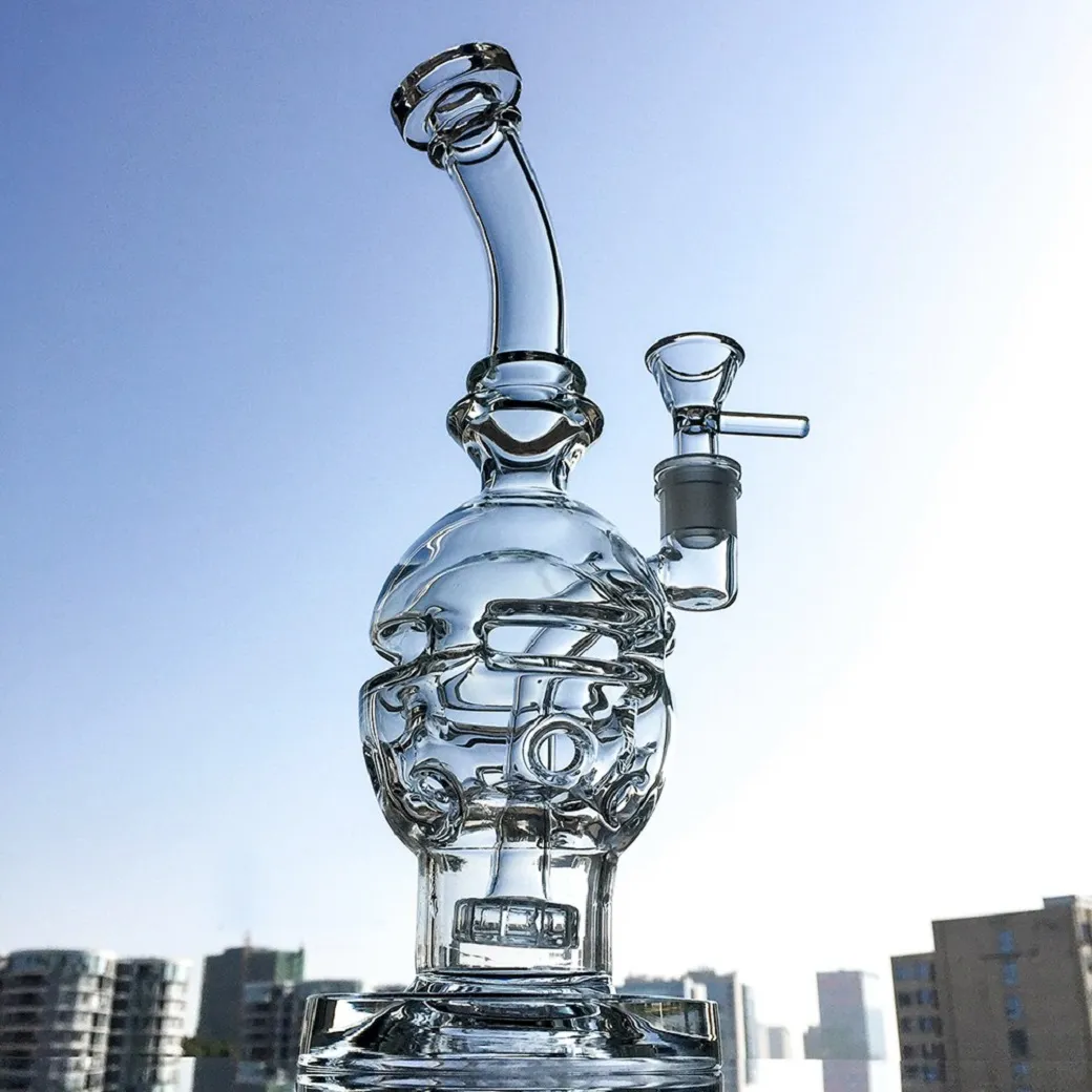 Faberge Egg Recycler Rigns Oil Szwajcarski Szkło Percolater Szkło Bong Hookhs Mini Dab Rig z 14.5mm Staw 9 cali Wysocy MFE01