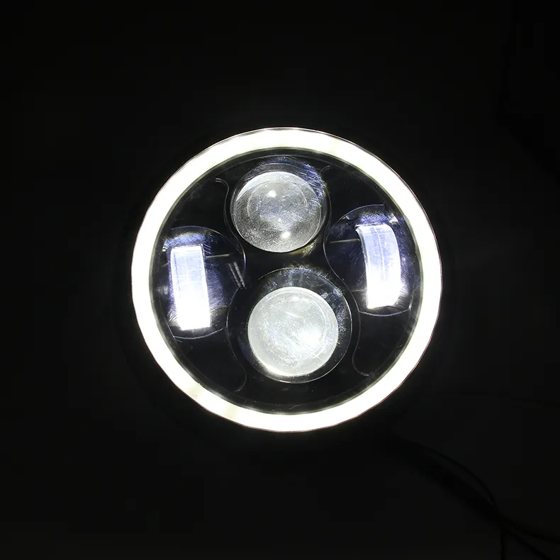 Motorcycle Black 10W LED Headlight Projector Head Lamp Hi/Lo Beam Bobber Chopper