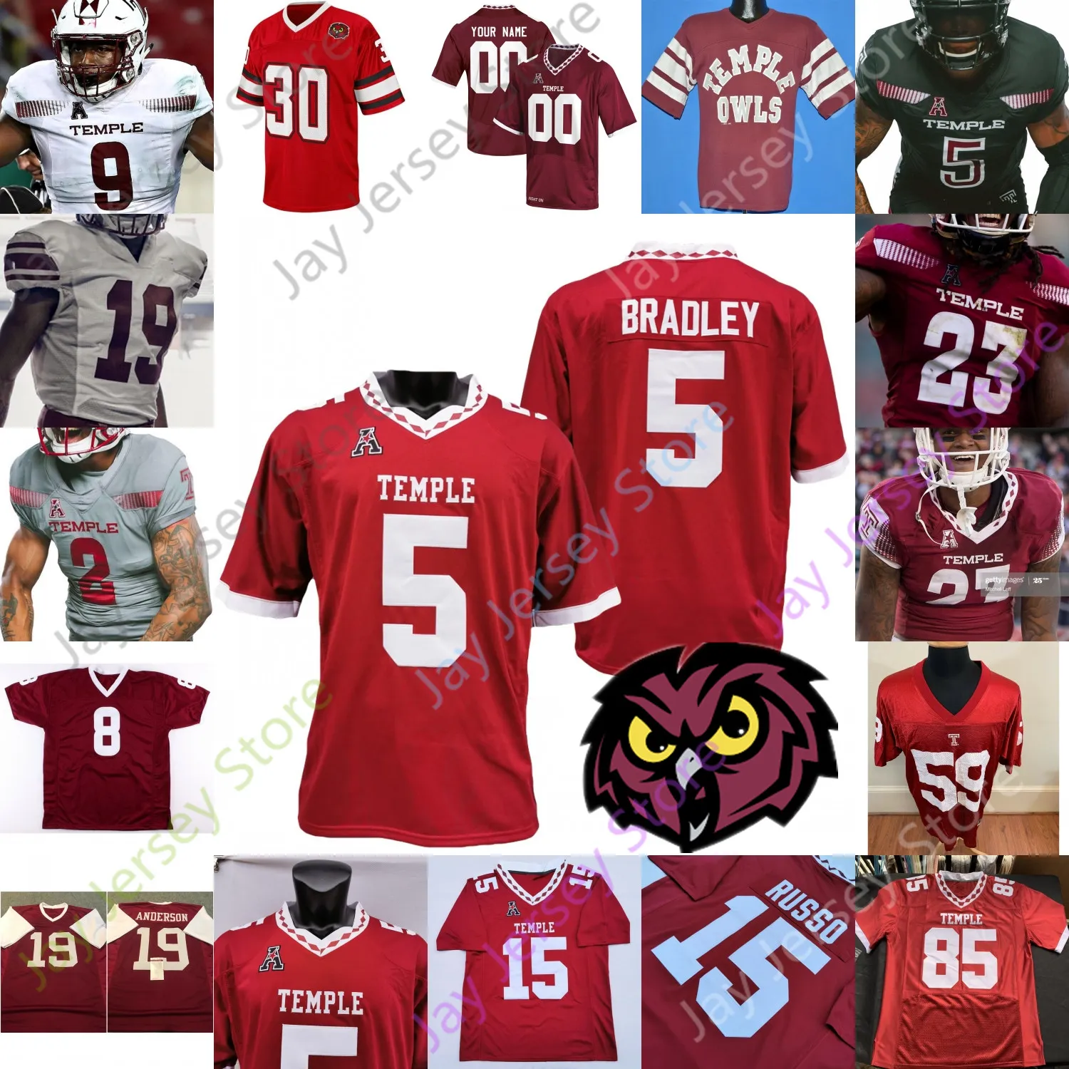 Temple Owls Football Trikot NCAA College Travon Williams Zac Mesday Ryquell Armstead Bryant Dogbe Mataevich Anderson Wilerson