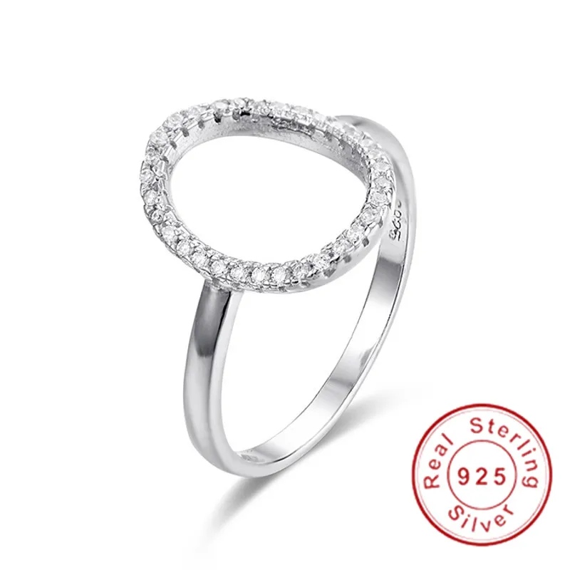 Nieuwe Mode hol Kalebas SONA Bruiloft Sieraden Klassieke Fonkelende 100% 925 Sterling Zilveren Ringen Voor Vrouwen meisje Maat 5-10