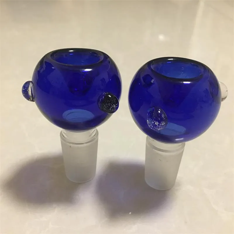 Blue Color Smoking Pipes Bowls with 14.5mm and 18.8mm Joint Green Glass Bong Bowl Stable Water Bong Fittings