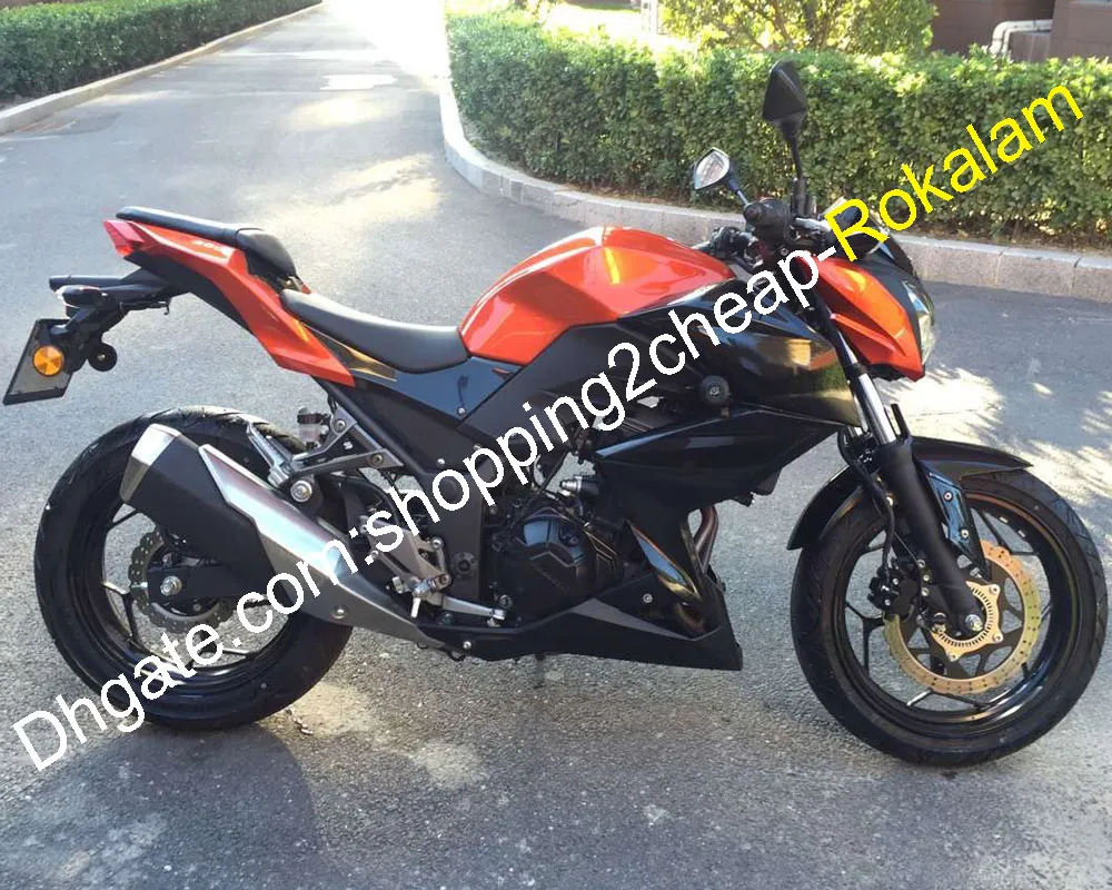 För Kawasaki Motorcykel Z250 Z 250 Z300 Z 300 2015 2016 15 16 Motorbike Moto Orange Svart Bodywork Fairing Kit (formsprutning)