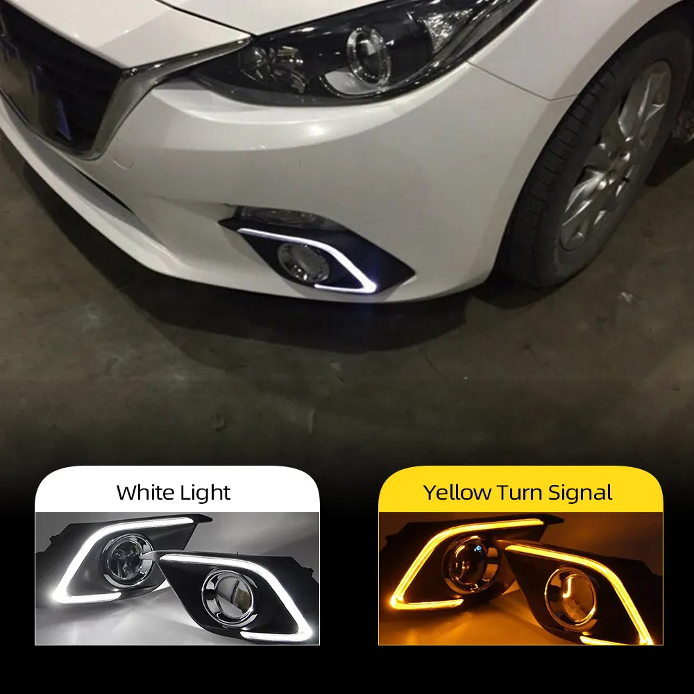 2 個マツダ 3 アクセラ 2014 2015 2016 ターンシグナルライトと調光スタイルリレー 12V LED 車 DRL デイタイムランニングライトフォグランプ穴付き