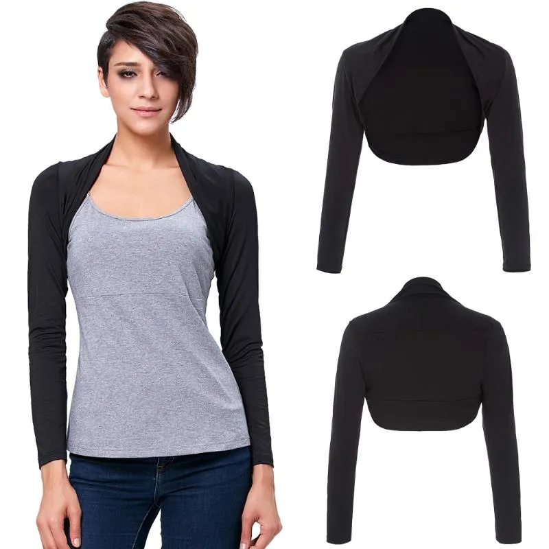 Frauen kurze Jacke Weste Outwear Femme Bolero Braut Langarm Damen Outwear formale Open Shrug Mantel Crop Tops