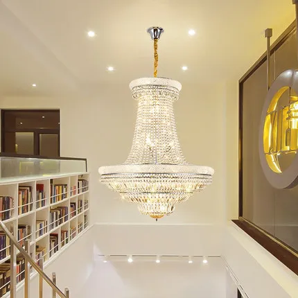 LED Modern Crystal Chandelier American Crystal Chandeliers Lights Fixture Hotel Hall Parlor Lobby Villa Big Project Lamps Hembelysning