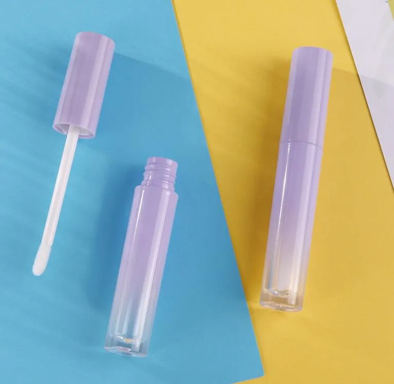 100шт Пластиковые 5ml Пустые бутылки Блеск Gradient Фиолетовый Блеск для губ пробки косметик Перезаправляемые упаковочные контейнеры