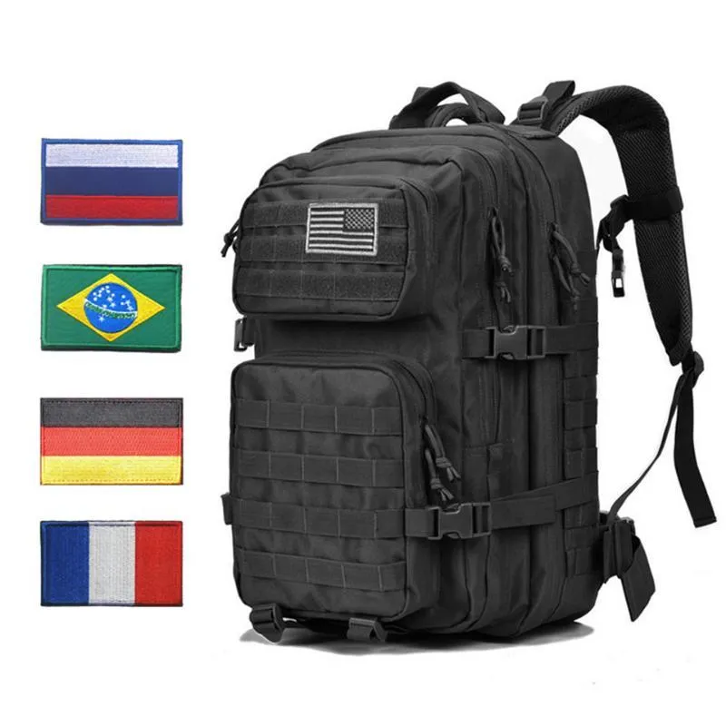 Outdoor Backpacks Tactical Backpack Rucksack Bag Mens Women 45L Army Bagpack Sports 3P Flag Waterproof Molle Bags Packs
