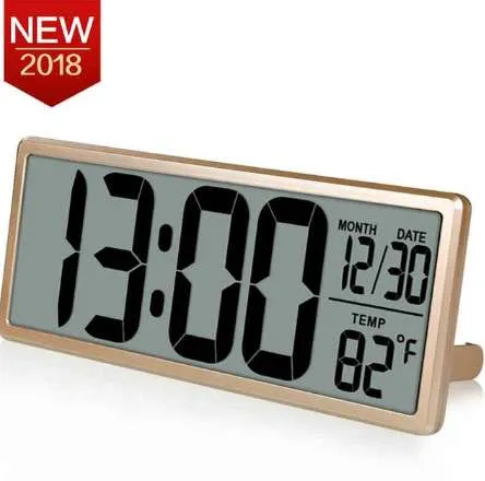 Reloj de pared Digital grande de 13,8 pulgadas, reloj despertador de escritorio Jumbo, pantalla LCD de gran tamaño, decoración de oficina de lujo multifuncional, herramienta de tiempo