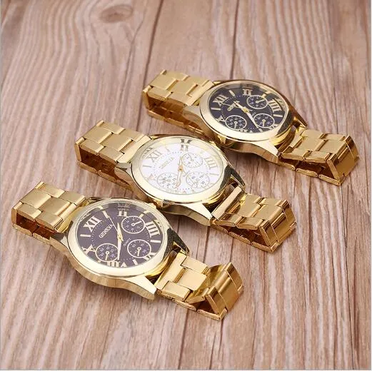 Geneva Quartz Watch: Elegant Gold Tone Ladies Wristwatch  display picture 3