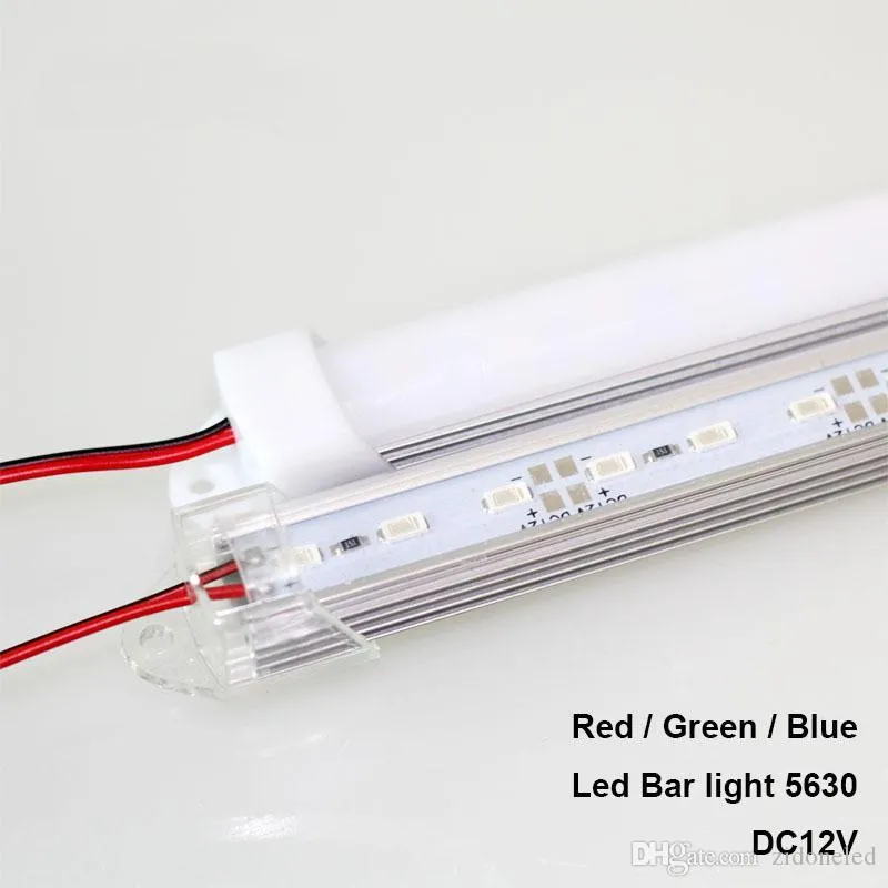 50cm de banda rígida SMD5630 barra de LED Azul Claro Verde Vermelho À Prova de água U Groove 36leds DC12V barra de luz led dura DC12V