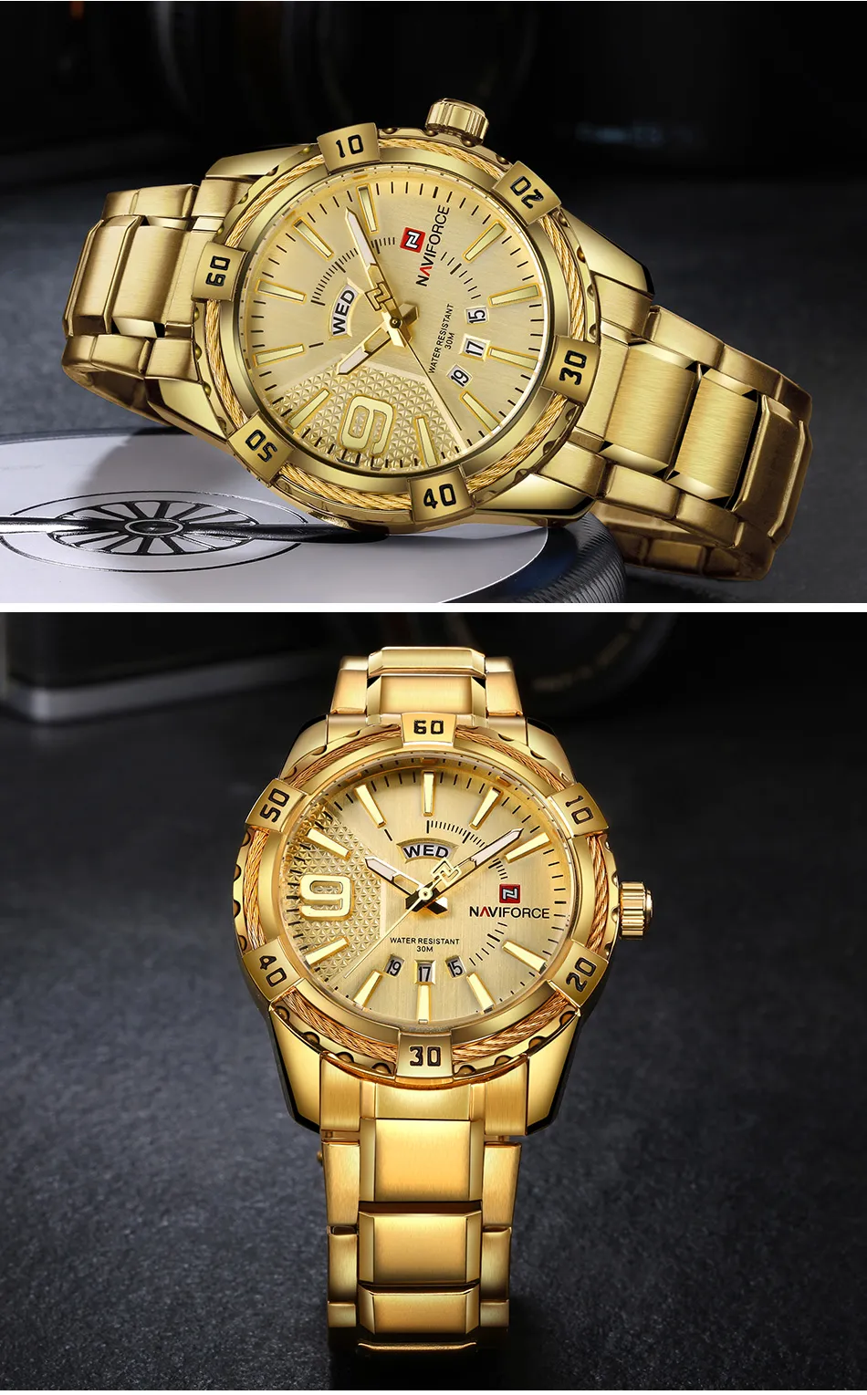 Naviforce watch golden online
