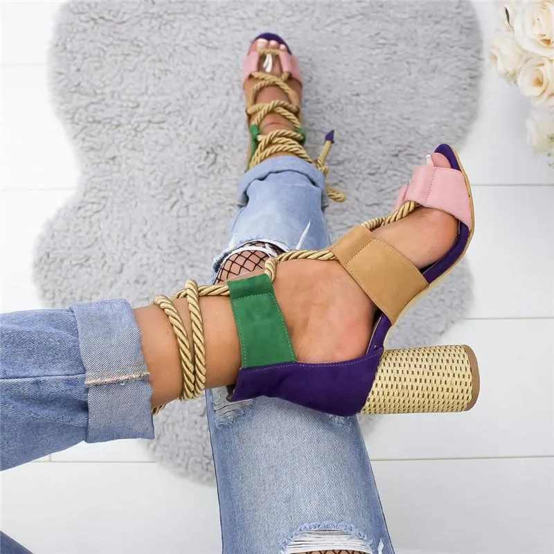 Hot Sale-2019 Summer Wedge Espadrilles Women Sandals Heel Pointed Fish Mouth Gladiator Sandals Hemp Rope Cross-tied Sandals