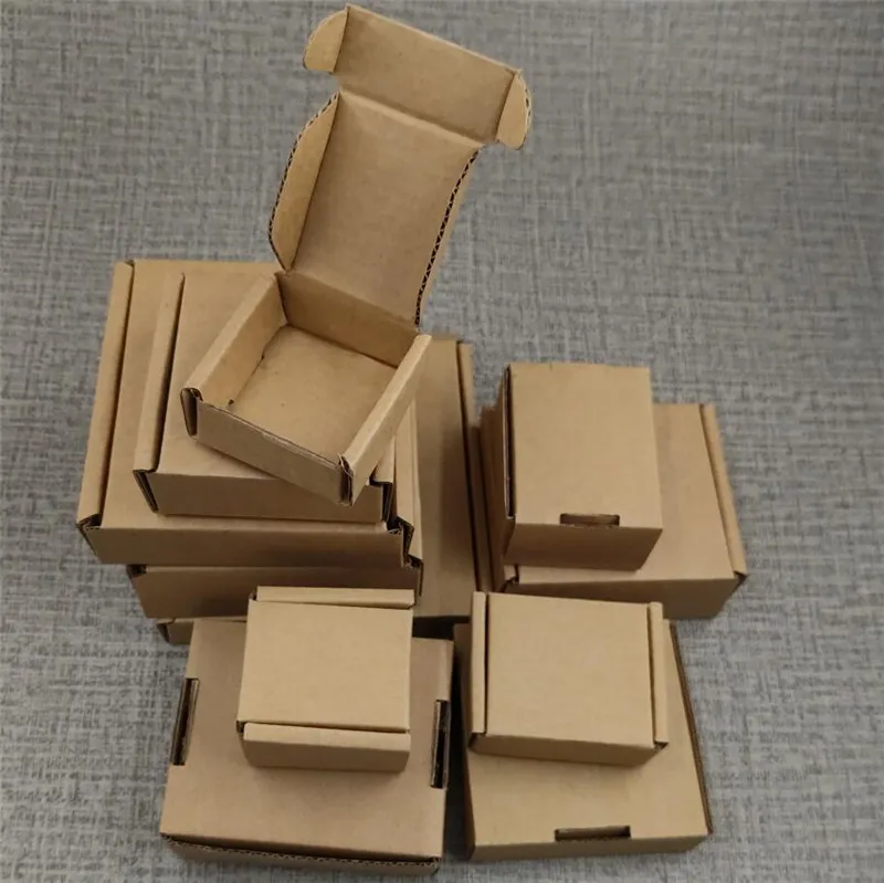 25pcs 10 sizes Small Corrugated Paper Box Accessories Paper Packaging Boxes DIY Blank Craft Box Cardboard Courier