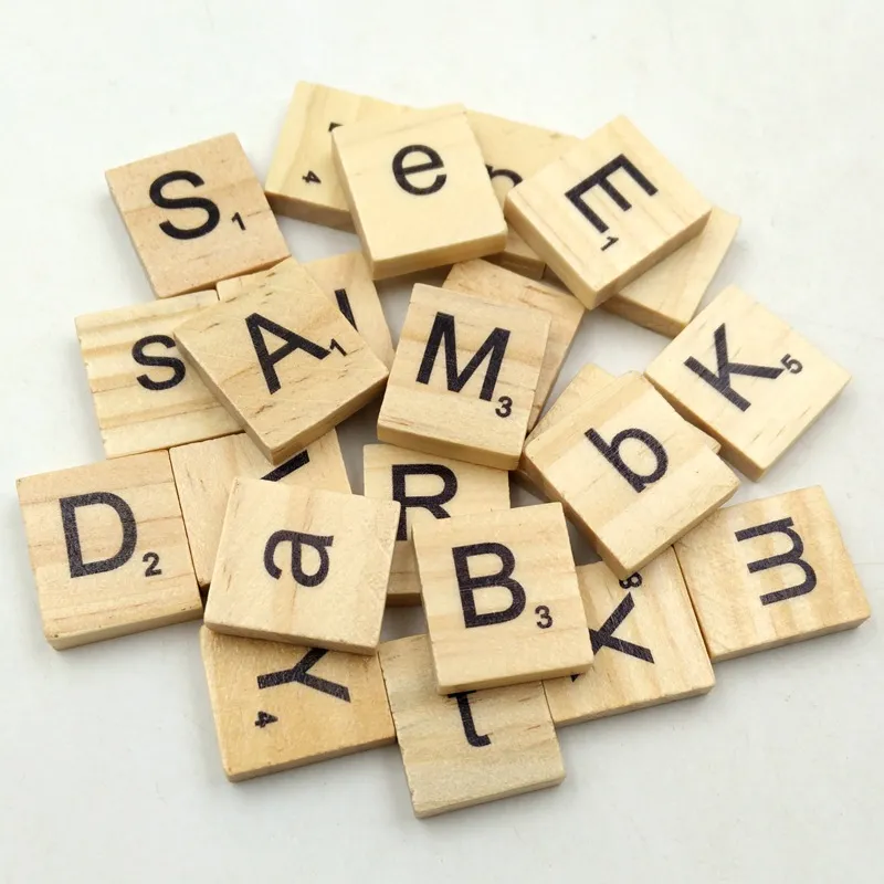 Legno Scrabble Piastrelle Lettere Legno Lettere Numero Bambini Giocattolo educativo per lavori Artigianali ortografia 200 Pezzi Scrapbooking INTVN Lettere di Legno 