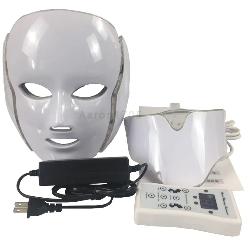 Masque facial de cou de machine de beauté de visage de thérapie de lumière LED de 7 couleurs avec le microcourant pour le dispositif de soins de la peau