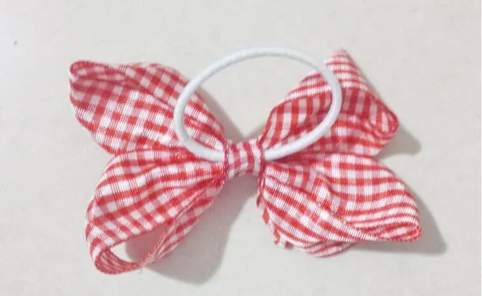 Baby 3" gingham plaid hair bows clips hair ties accessories girl Princess ABC hairbows headwear hair elastic bobbles HD3550