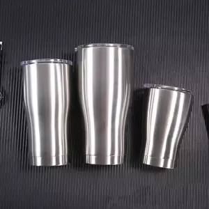 منحنى الفولاذ المقاوم للصدأ Tumbler 12oz 20oz 30oz منحنى الفضة الفضية جدار الفراغ الفراغية سفر القدح البريق الهولوغرافيا مع غطاء تسرب