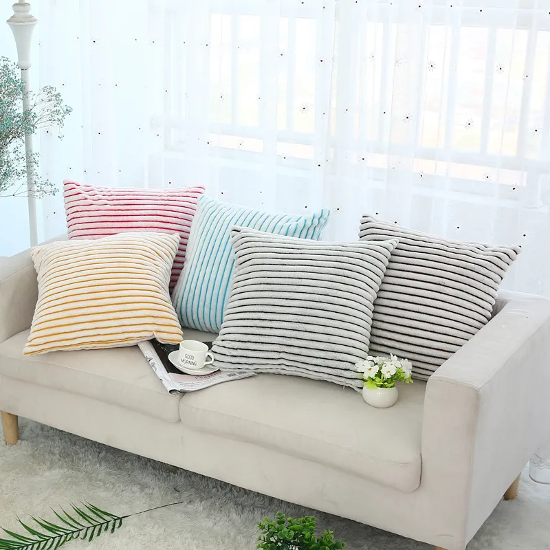 Two Decorative Pillows Soft Blue Pillow Cover Striped Pillow Cover