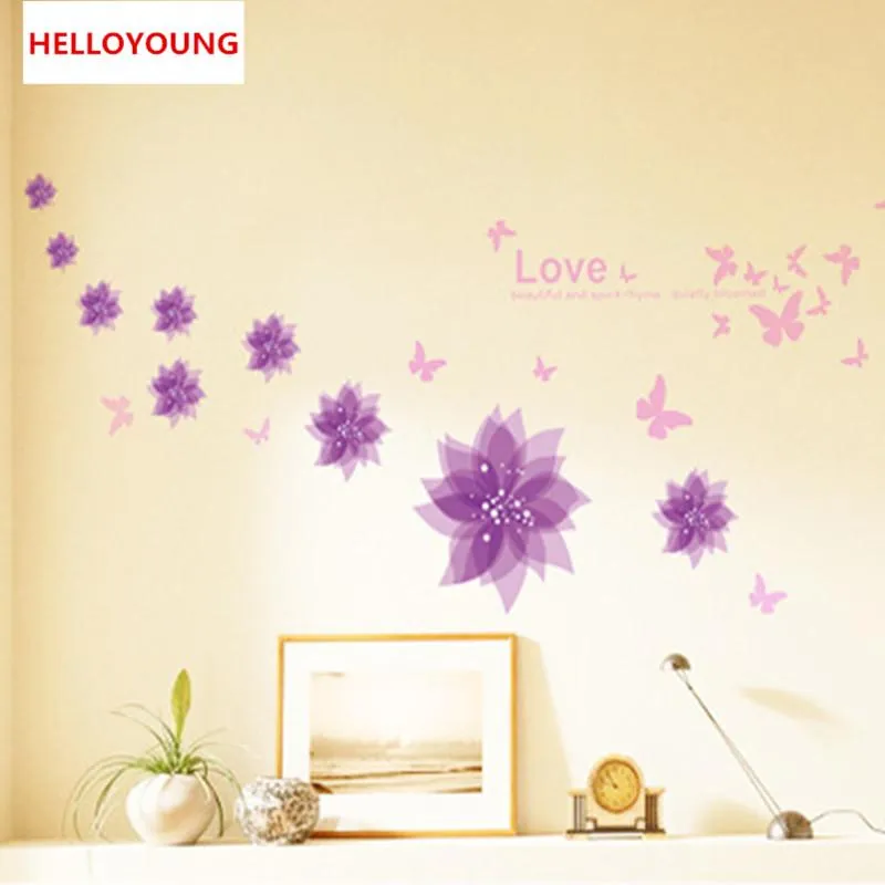 Butterfly Flower Woonkamer Slaapkamer Verwijderbare Muurstickers Decals Wallpaper Decoration