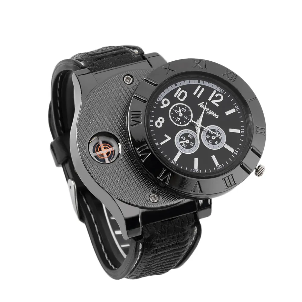 cigarette watch Lighter Steel Creative Flameless USB Lighter Watch Men's Quartz Watch Windproof Men's Gift Clock with Gift Box USB Lighter Watch: A Buyer's