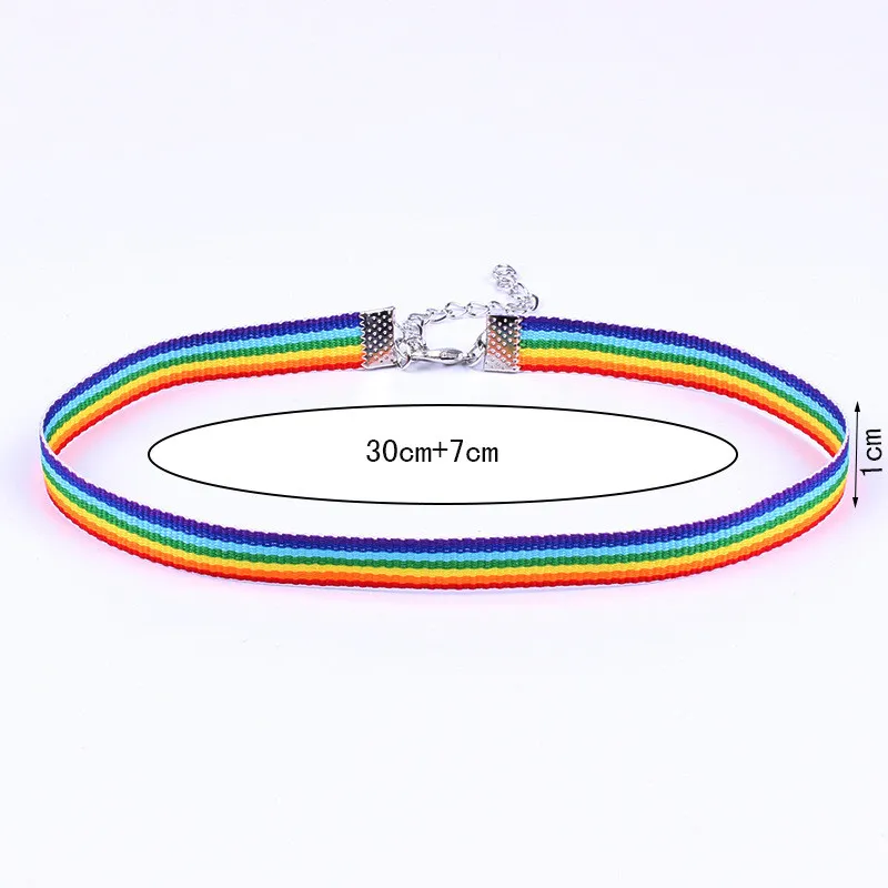 lace necklace men Women Gay Pride Rainbow Choker Necklaces Ribbon Collar hip hop jewelry drop ship