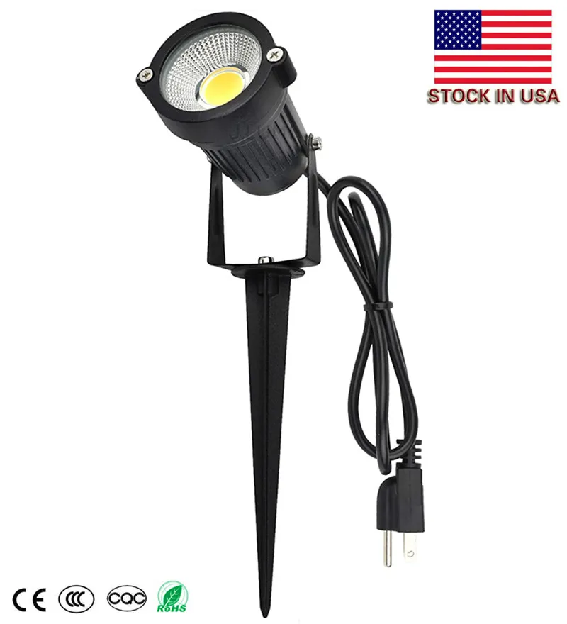 Us stocks + Outdoor LED Spotlights 5W, 120V AC, 3000K Warm White, Outdoor Use, Metal Ground Stake, Flag Light, Outdoor Spotlight with Stake