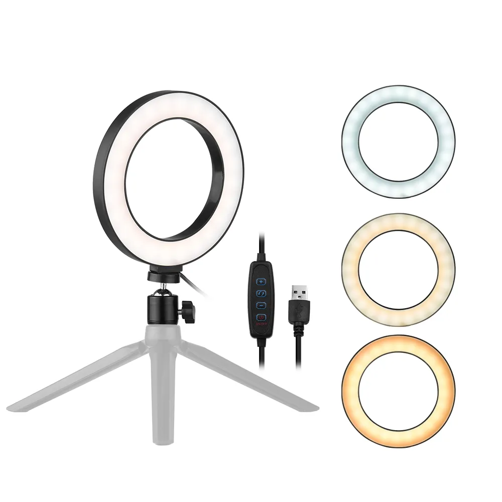 6 tums bildstudiobelysning LED RING Light 3200-5500K Fotografi Dimbar ringlampa med stativ för video, smink