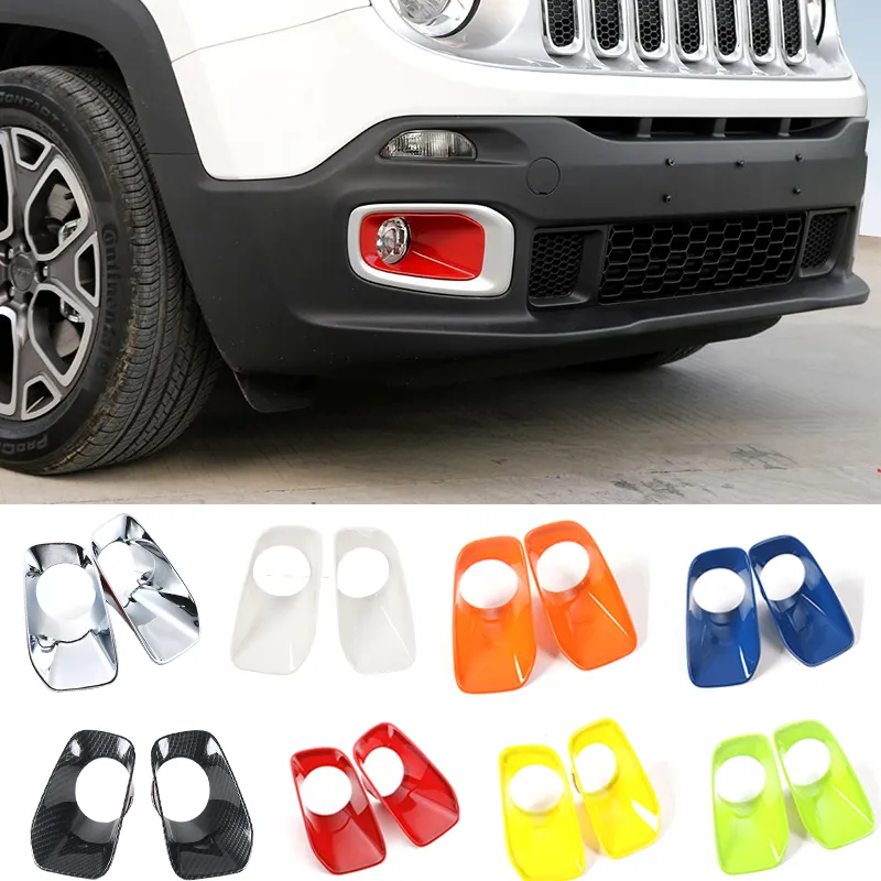 Car Exterior Front Fog Light Frame Cover Dekoration för Jeep Renegade 2016 2017 2018 Auto Exteriör Tillbehör