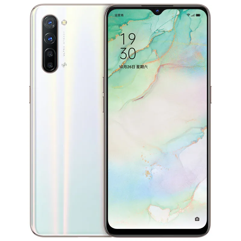 Oryginalny OPPO RENO 3 5G Telefon komórkowy 8 GB RAM 128GB ROM MTK Dimity 1000L OCTA Core 64.0mp AF NFC Android 6.4 "Amoled Pełny ekran Identyfikator Finger Phone Face Smart Telefon komórkowy